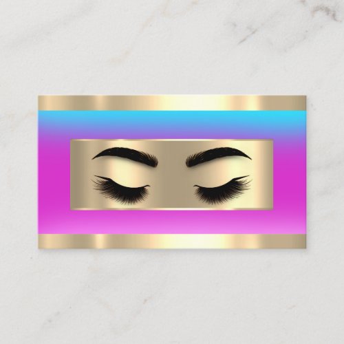  Eyelash Makeup QR Code Logo Pink Blue Business Card