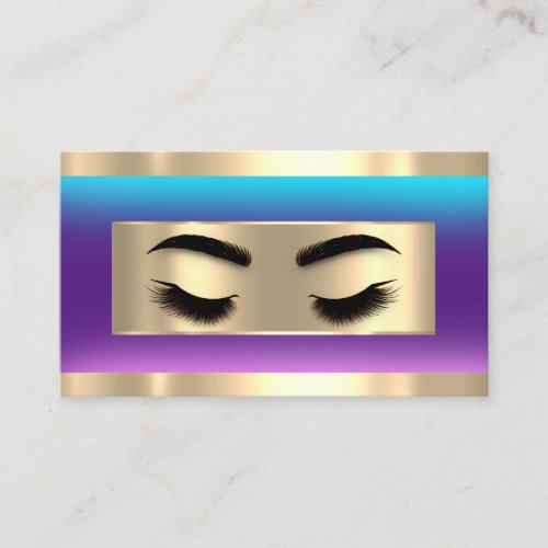  Eyelash Makeup QR Code Logo Pink Purple  Business Card