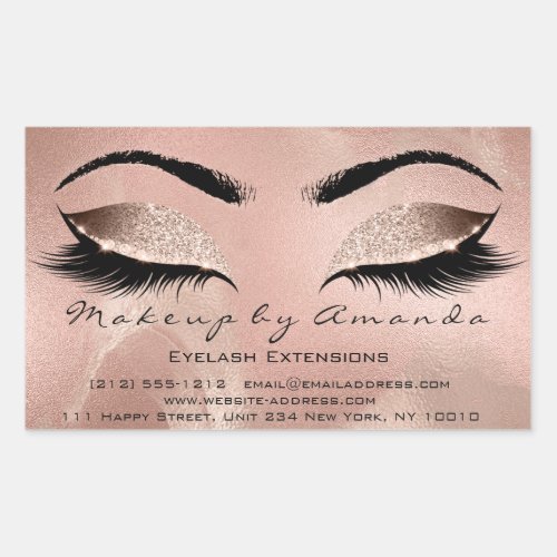 Eyelash Makeup RSVP Beauty Skinn Rose Gold Glitter Rectangular Sticker