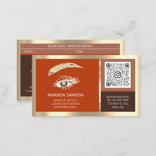 Eyelash Microblade QR CODE Aftercare Rose Logo Bus Business Card