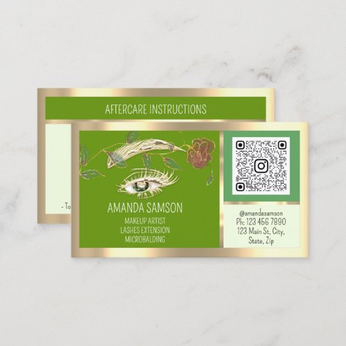 Eyelash Microblade QRCODE Aftercare Instructions Business Card