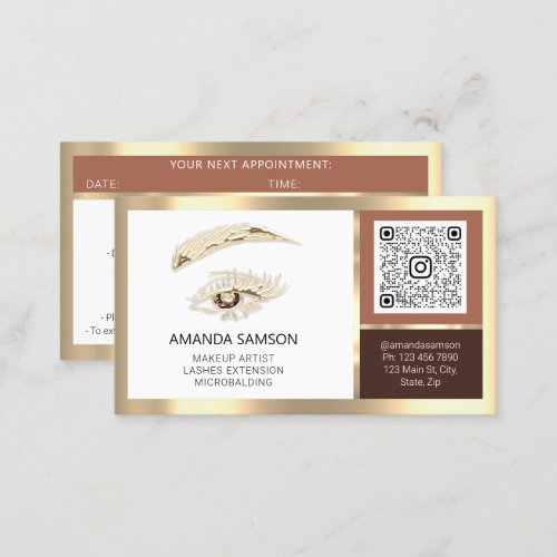 Eyelash Microblade QRCODE Aftercare Rose LogoWhite Business Card