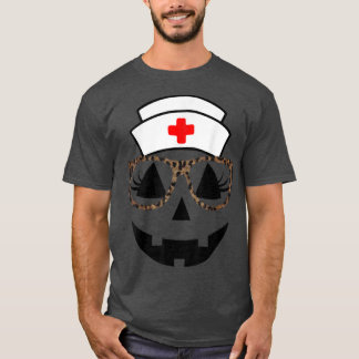 Eyelash Pumpkin Nurse Leopard Glasses Jackolantern T-Shirt