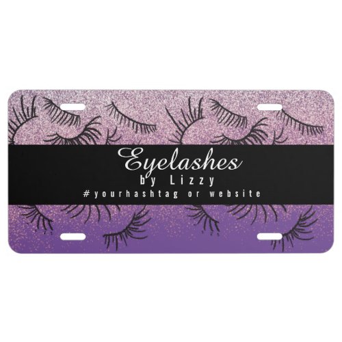 Eyelash Salon Business Glitter Handrawn License Pl License Plate