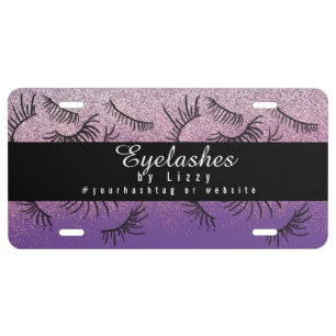 Eyelash Salon Business Glitter Handrawn License Pl Plate