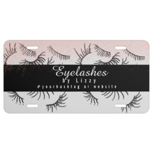 Eyelash Salon Business Glitter Handrawn License Plate
