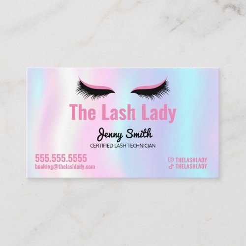 EyeLash Tech Lash Beauty Salon Pastel Rainbow Business Card