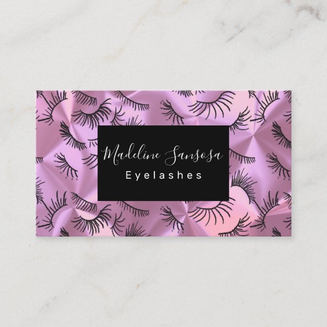 Eyelash Technician Pink Silk Business Card (Front)