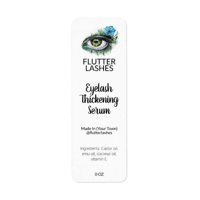 Eyelash Thickening Oil Serum Labels (Front)