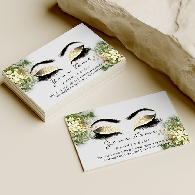 Eyelashes Aftercare Instructions Floral Mint White Business Card (Creator Uploaded)