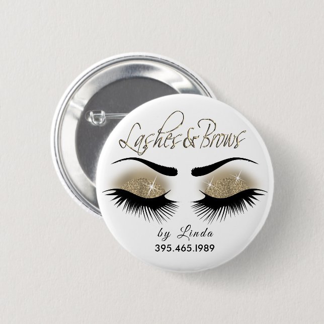 Eyelashes and Brows - Light Gold Button (Front & Back)