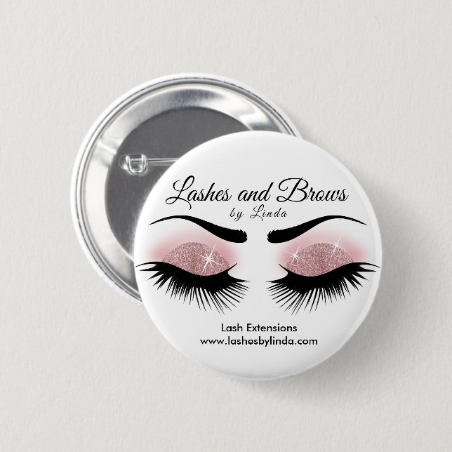 Eyelashes and Brows - Rose Gold Button (Front & Back)