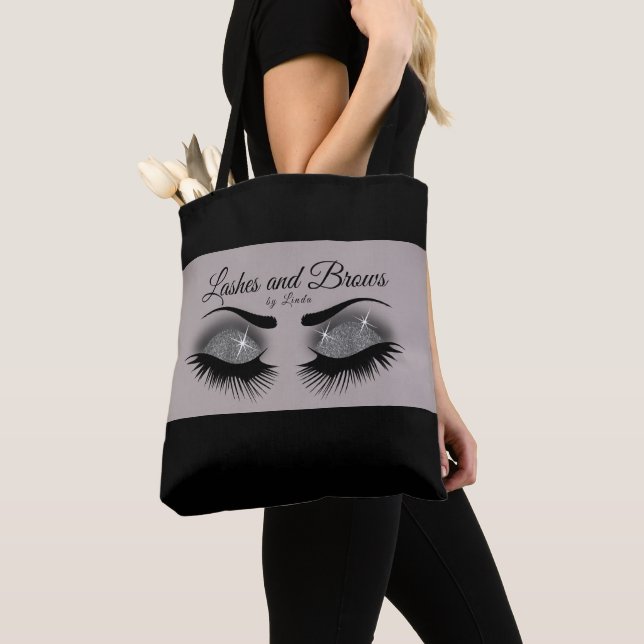 Eyelashes and Brows - Smokey Gray Silver Tote Bag (Close Up)