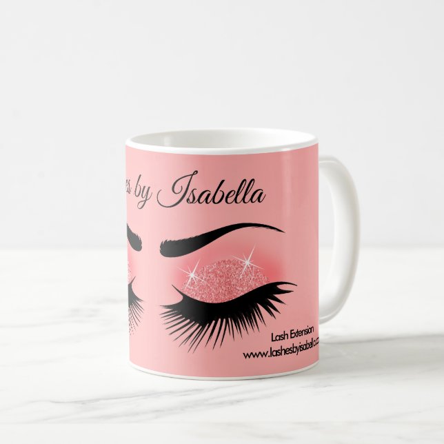 Eyelashes - Coral Pink Coffee Mug (Front Right)