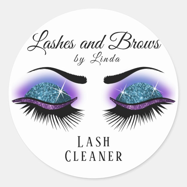 Eyelashes Extension Cleaner - Blue and Purple Classic Round Sticker (Front)