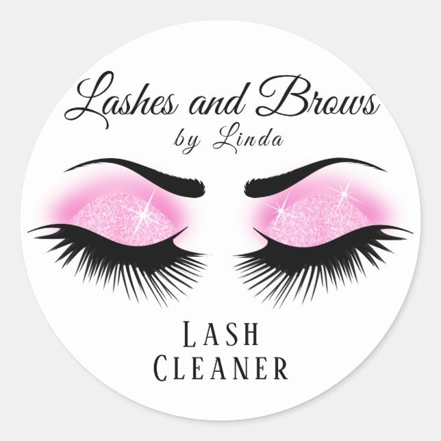 Eyelashes Extension Cleaner Design - Pink Classic Round Sticker (Front)