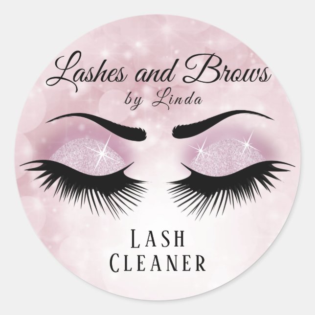 Eyelashes Extension Cleaner Design - Pretty Pink Classic Round Sticker (Front)