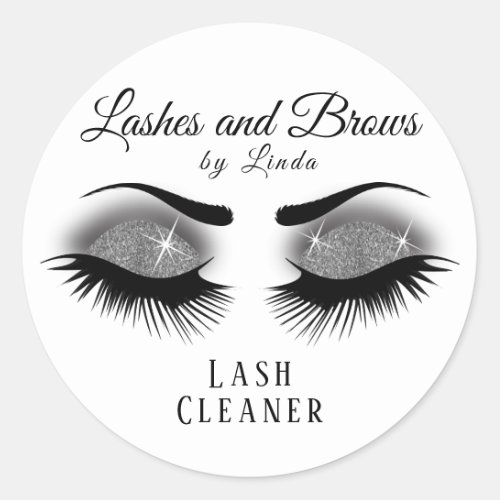 Eyelashes Extension Cleaner Design _ Silver Classic Round Sticker