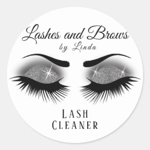 Eyelashes Extension Cleaner Design - Silver Classic Round Sticker