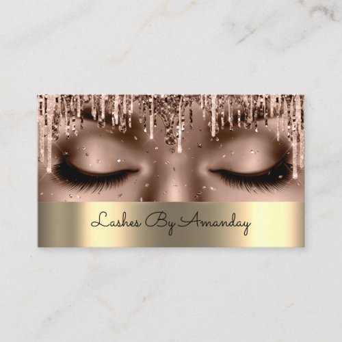 Eyelashes Extension Makeup Rose Gold Business Card