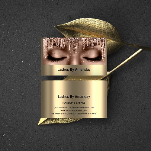Eyelashes Extension Makeup Rose Gold Lux Business Card