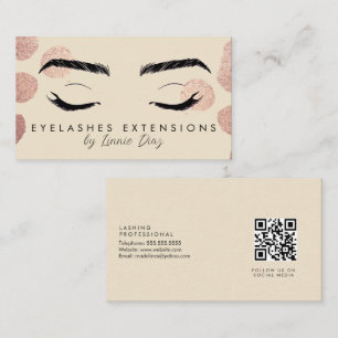 Eyelashes Extensions Salon Beauty Ivory Pink Business Card