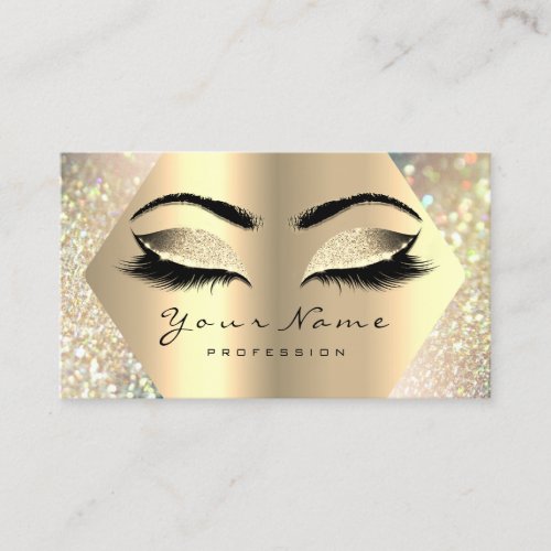 Eyelashes Glitter Makeup Artist Champaigne Gold Business Card