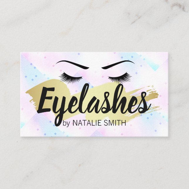 Eyelashes | Gold Brushed | Mosaic Geometric Business Card (Front)
