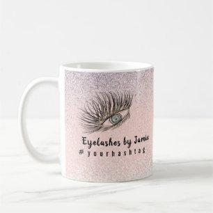 Eyelashes Hand Drawn Salon Business Glitter Coffee Mug