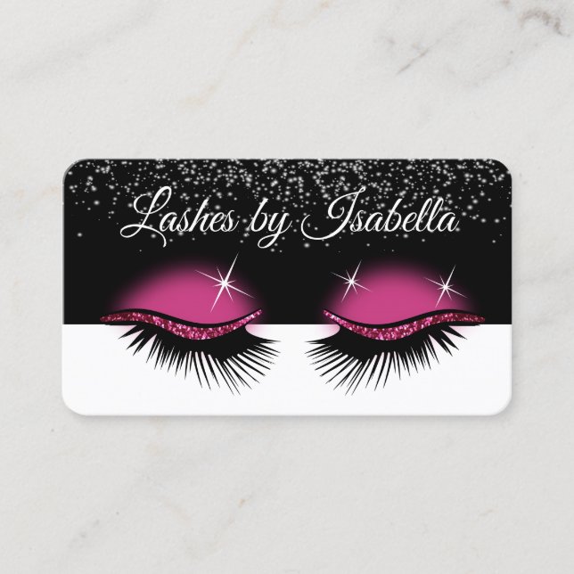 Eyelashes - Hot Pink Glitter Business Card (Front)