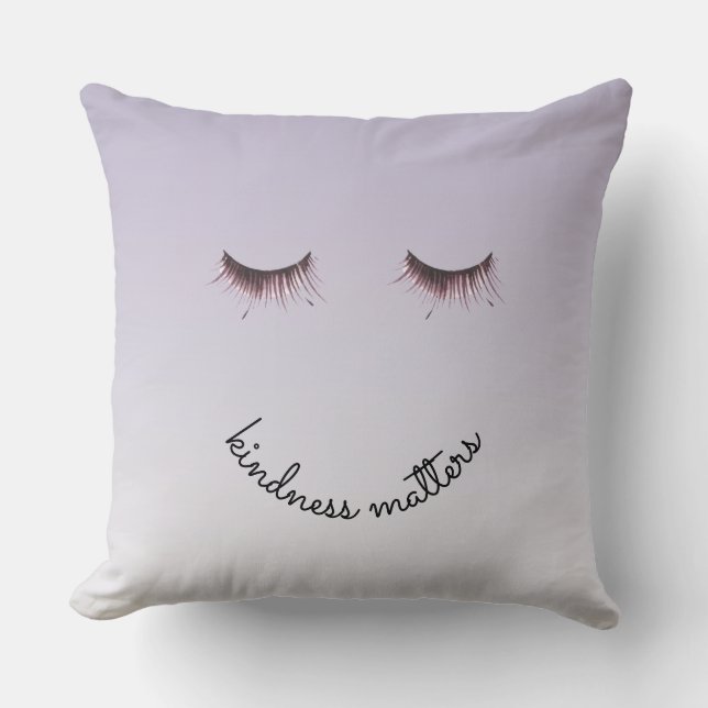 Eyelashes Kindness Purple Ombre Throw Pillow (Front)