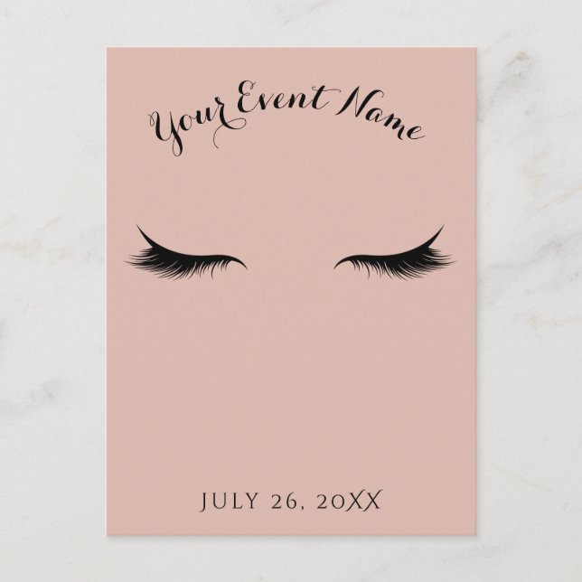 Eyelashes Lashes Beauty Salon Spa Makeup Event Invitation Postcard (Front)