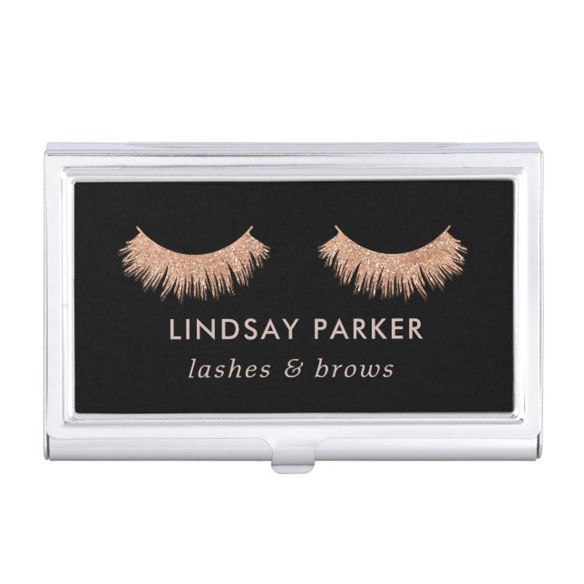Eyelashes Makeup Artist Black Business Card Case (Front)