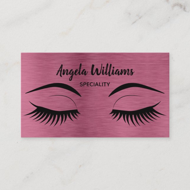 Eyelashes makeup artist chic metallic gold rose business card (Front)