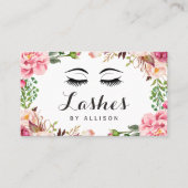 Eyelashes Makeup Artist Romantic Floral Wrapping Business Card (Front)
