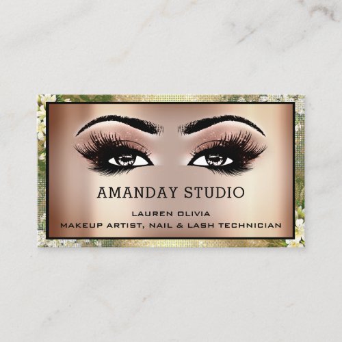 Eyelashes Makeup ArtistAppointment Card Logo Rose