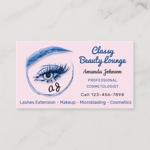 Eyelashes Makeup Microblade Logo Qr Code Blue Business Card