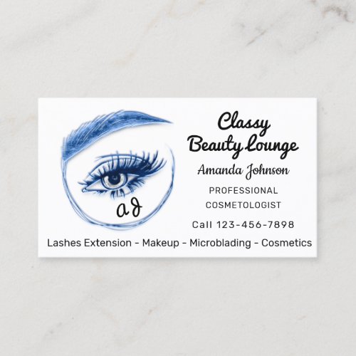 Eyelashes Makeup Microblade Logo Qr Code BlueWhite Business Card