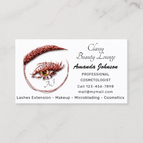 Eyelashes Makeup Microblade Logo Qr Code Burgundy Business Card