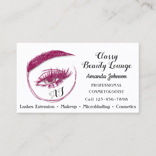 Eyelashes Makeup Microblade Logo Qr Code Pink Business Card