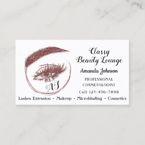 Eyelashes Makeup Microblade Logo Qr Code Rose Business Card