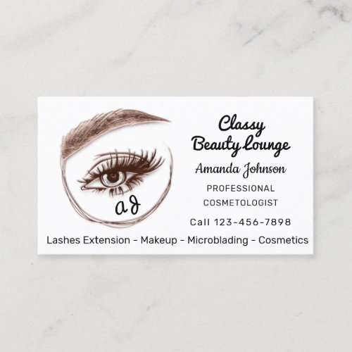 Eyelashes Makeup Microblade Logo Qr Code Rose Gray Business Card