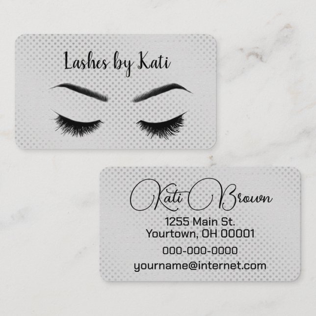 Eyelashes On Silver Dots Business Card (Front/Back)