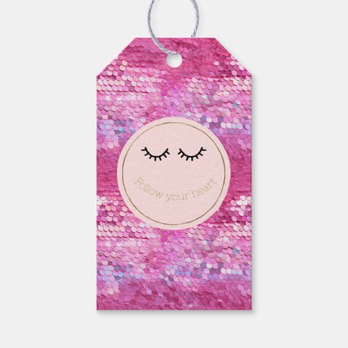 Eyelashes Pink Blush Sparkle Mermaid Gold Confetti Gift Tags