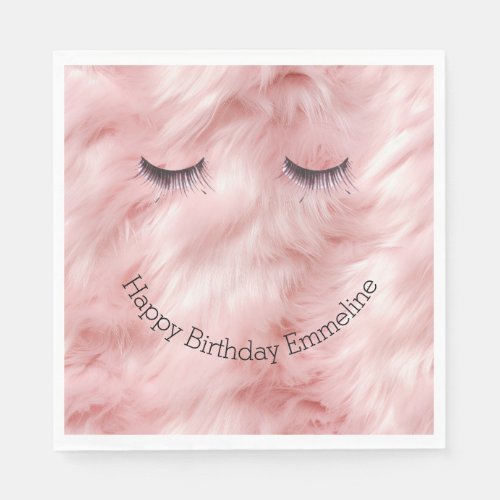 Eyelashes Pink Faux Fur Napkins