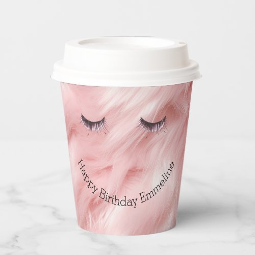 Eyelashes Pink Faux Fur Paper Cups