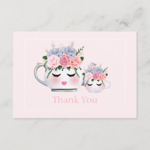 Eyelashes Teapot Mom Floral Baby Shower Thank You Enclosure Card