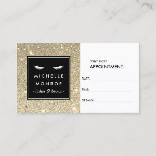 Eyelashes with Gold Glitter Appointment Card