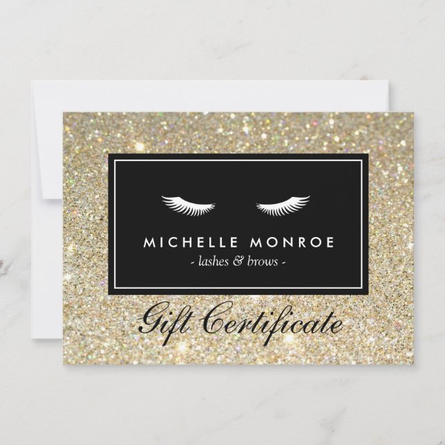 Eyelashes with Gold Glitter Gift Certificate (Front)