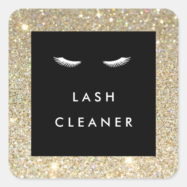 Eyelashes with Gold Glitter Lash Cleaner Stickers (Front)